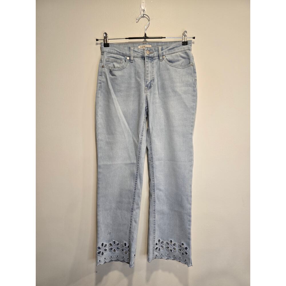 Oat Jeans with Beautiful Embroidered Cuffs Size 4, Preloved in Excellent Cond.